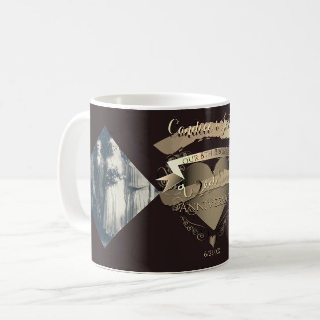 "Our 8th Bronze Wedding Anniversary" Coffee Mug (Front Left)