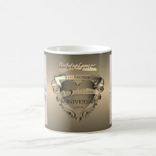 "Our 8th Bronze Wedding Anniversary"+Photo+Heart  Coffee Mug