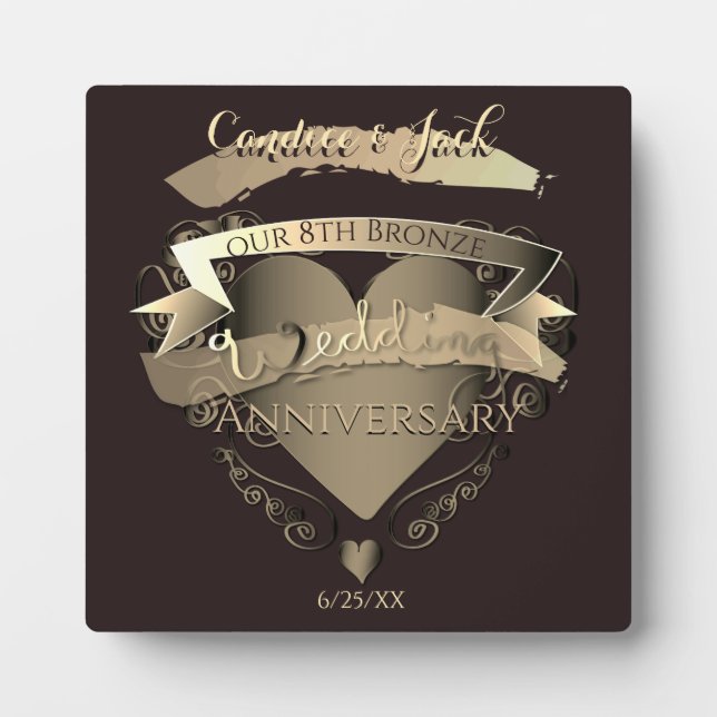 "Our 8th Bronze Wedding Anniversary" Plaque (Front)