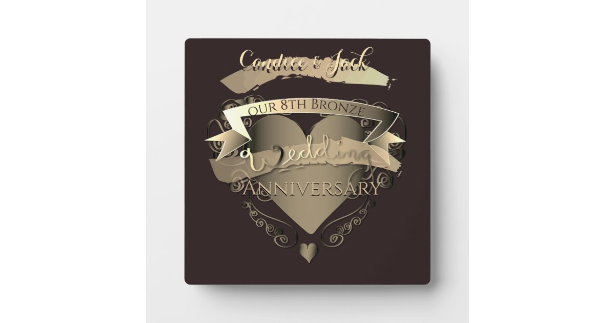 "Our 8th Bronze Wedding Anniversary" Plaque