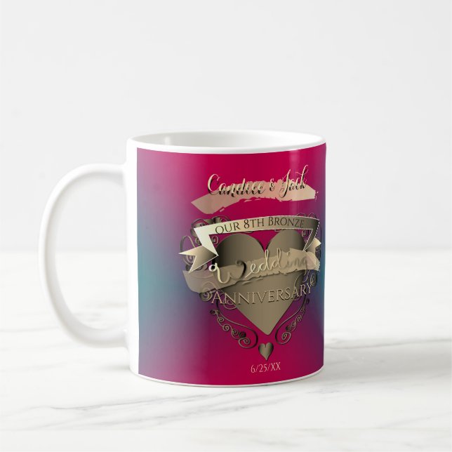 "Our 8th Bronze Wedding Anniversary" Tourmaline Co Coffee Mug (Left)