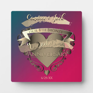 "Our 8th Bronze Wedding Anniversary" Tourmaline Plaque