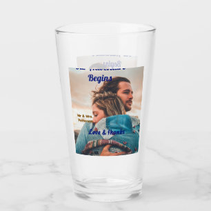 Our adventure begins add couple photo love &thanks glass