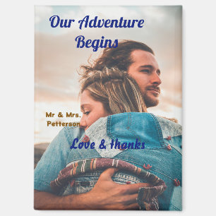 Our adventure begins add couple photo love &thanks magnet