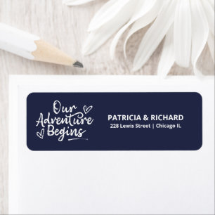 Our Adventure Begins Bold Script Return Address Return Address Label