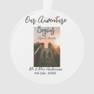 Our Adventure begins couple photo love & thanks Ornament