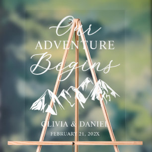 Our Adventure Begins Custom Wedding Acrylic Sign