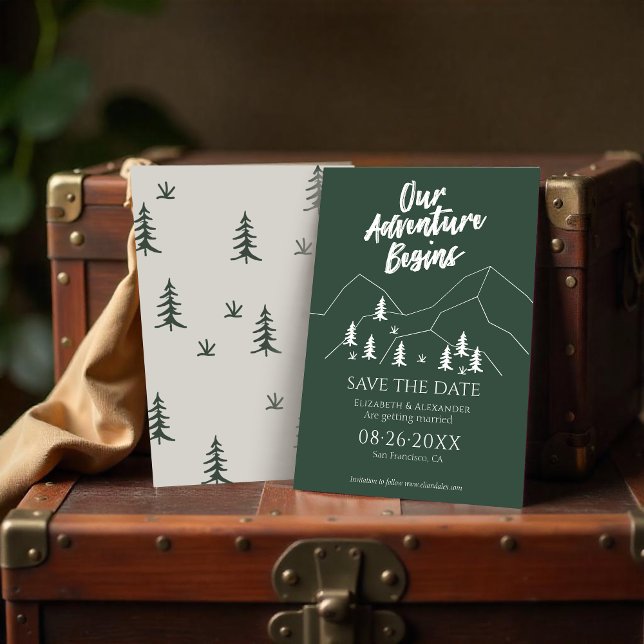 Our Adventure Begins Forest Wedding Save The Date Invitation (Creator Uploaded)