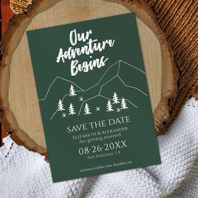 Our Adventure Begins Forest Wedding Save The Date Invitation (Creator Uploaded)