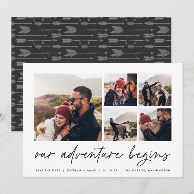 Our Adventure Begins | Multi Photo Save The Date (Front/Back)