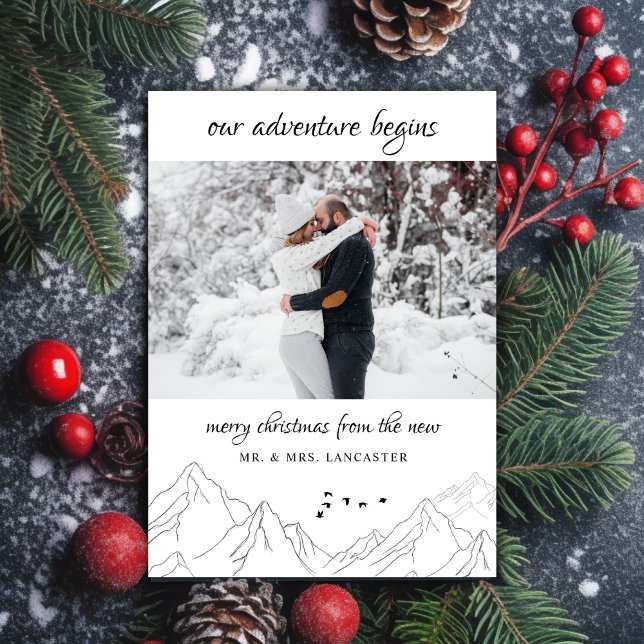 Our Adventure Begins Newlywed Photo Christmas Holiday Card (Creator Uploaded)