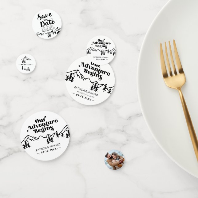 Our Adventure Begins Outdoor Wedding Save The Date Confetti (Group)