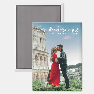 Our Adventure Begins Photo Thank You Wedding Magnet