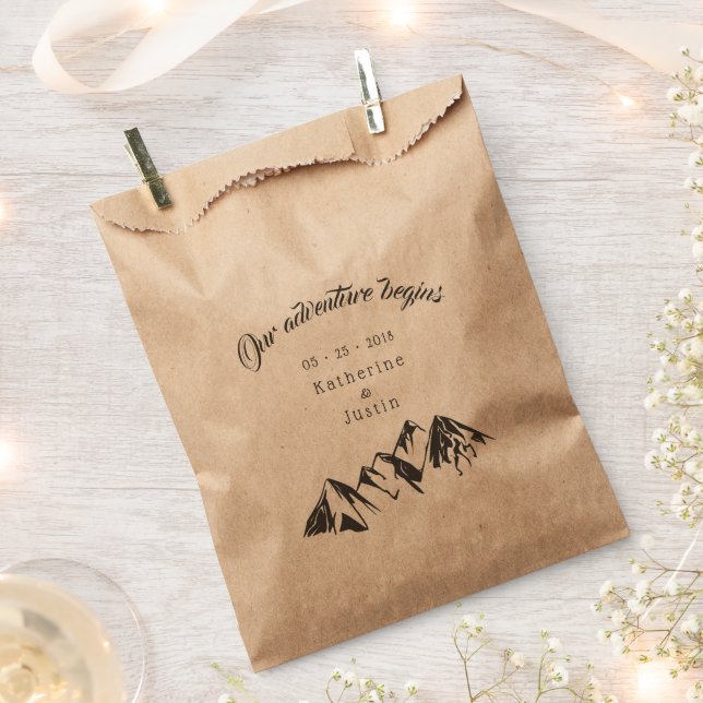 Our adventure begins rustic wedding favour bag (Clipped)