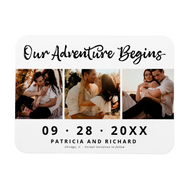 Our Adventure Begins Save The Date 3 Photo Magnet (Horizontal)