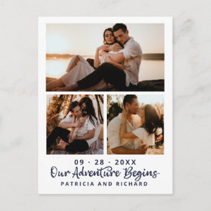 Our Adventure Begins Save The Date 3 Photo Postcard