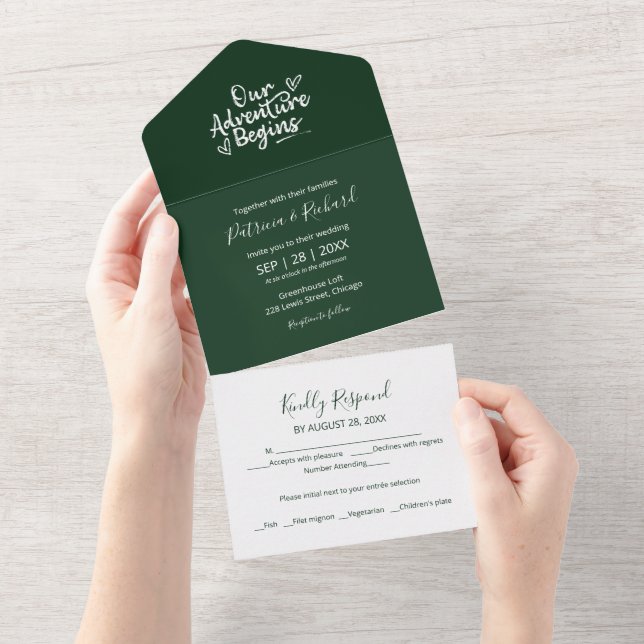 Our Adventure Begins Wedding All In One Invitation (Tearaway)