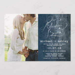 Our Adventure Begins Wedding Invitation with Photo