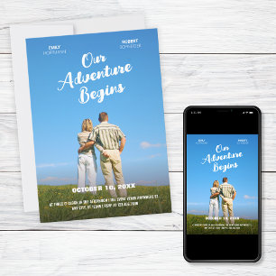 Our Adventure Begins wedding photo movie theme  Invitation