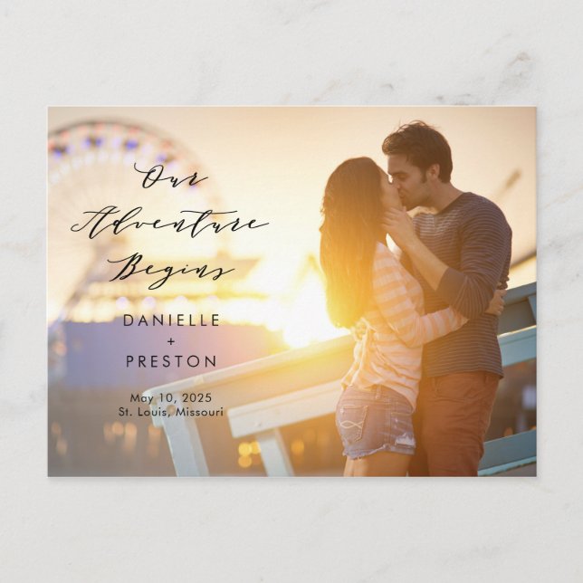 Our Adventure EDITABLE COLOR Save The Date Postcard (Front)