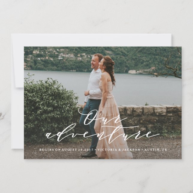 Our Adventure Save the Date Photo Announcement (Front)