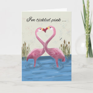Our Anniversary Two Flamingos Making Heart Shape Card