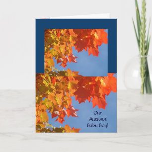 Our Autumn Baby Boy! Birth Photo Cards Annoucement