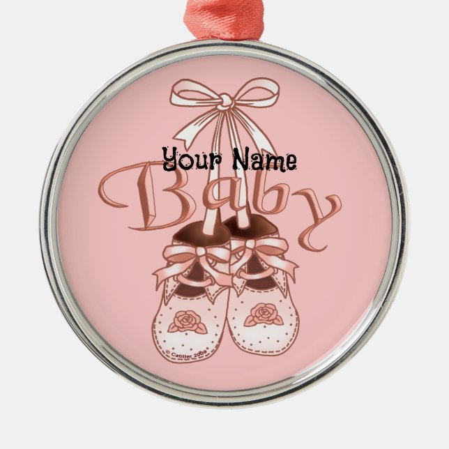 Our Baby Girl Shoes Metal Ornament (Front)