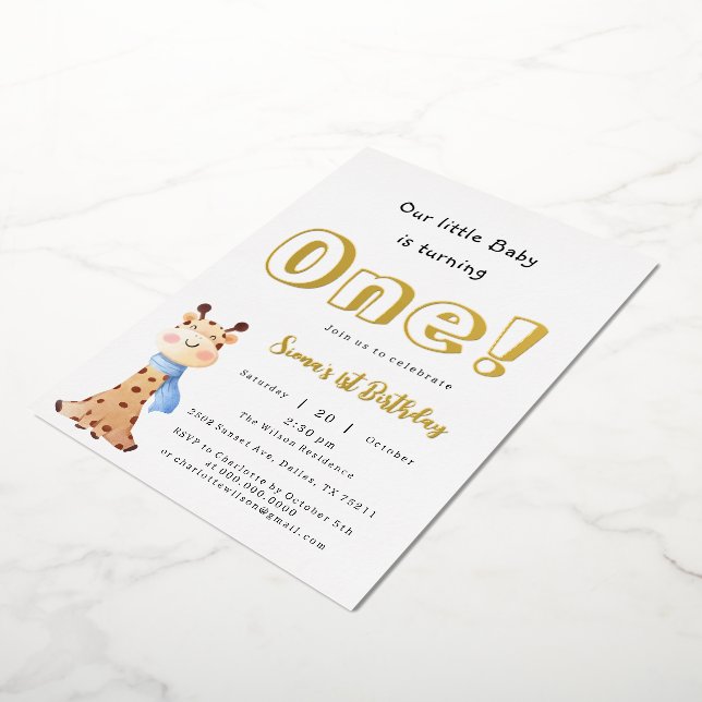 Our Baby Is Turning One Cute Giraffe 1st Birthday (Rotated)