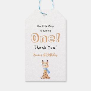 Our Baby Is Turning One Cute Giraffe 1st Birthday Gift Tags