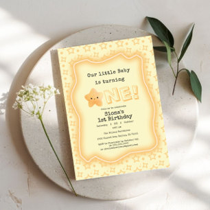 Our Baby Is Turning One Cute Star 1st Birthday Invitation