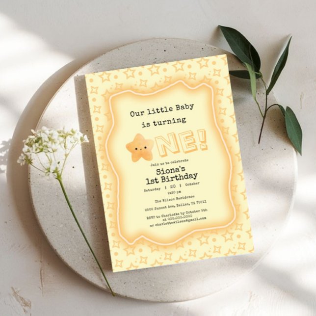 Our Baby Is Turning One Cute Star 1st Birthday Invitation (Creator Uploaded)