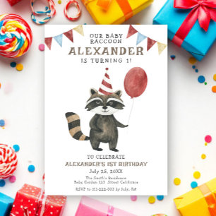 Our Baby Racoon 1st Birthday Invitation