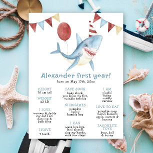 Our Baby Shark First Birthday Milestone Birthday Poster