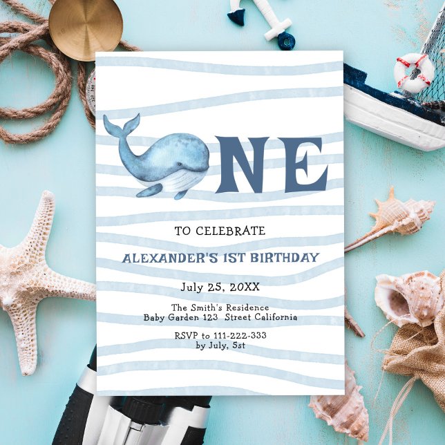Our Baby Whale 1st Birthday Under The Sea Invitation (Creator Uploaded)