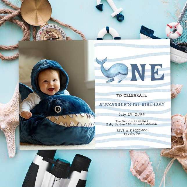 Our Baby Whale 1st Birthday Under The Sea Invitation (Creator Uploaded)