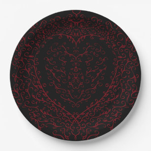 Our beautiful Red & Black Heart Gothic Wedding Pap Paper Plate
