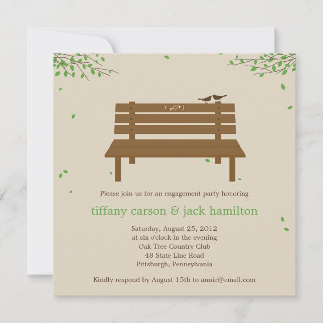 Our Bench Engagement Party Invitation (Front)