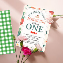 Our Berry Sweet Birthday Pine Green Invitation