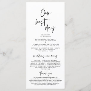 Our Best Day, Modern Minimalist Wedding Program