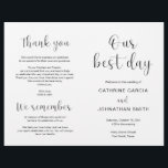 Our best day, Modern Wedding Foldable Program<br><div class="desc">This is the foldable wedding ceremony program card.
It is designed with scroll accent that can be personalised with custom/ personalised text for your wedding party,  ceremony details,  memorial notes and thank you message. 
** Note: these text weight paper programs arrive flat and require folding to assemble.</div>