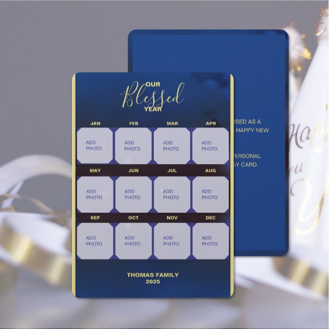 Our Blessed Year Flat Holiday Photo Card (Our Blessed Year Flat Holiday Photo Card (front and back))