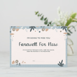 Our Boho Pastel Farewell Miss You Flat Card