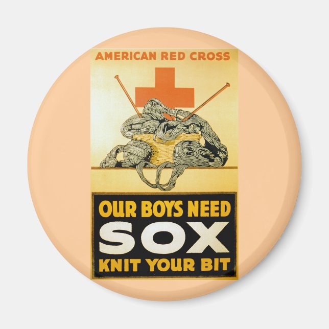 Our Boys Need Sox ~ Knit Your Bit Magnet (Front)