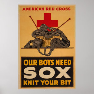 Our boys need sox Red Cross World War 2 Poster