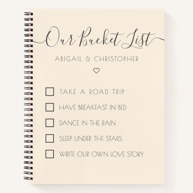 Our Bucket List Customised Keepsake Notebook (Front)
