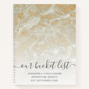 Our Bucket List Sand Marble Gold Glitter Notebook