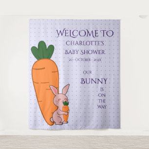 Our Bunny Is On The Way Baby Shower Backdrop Tapestry