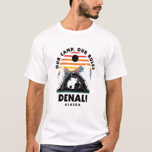 Our Camp Our Rules Denali Camping Alaska Camper Hi T-Shirt