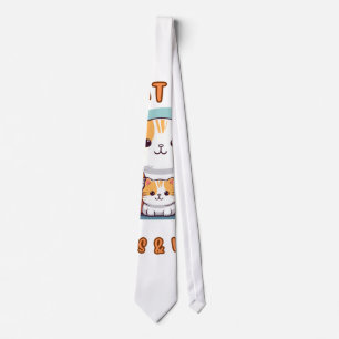 "Our Cat Family Paws & Love Neck Tie" Tie